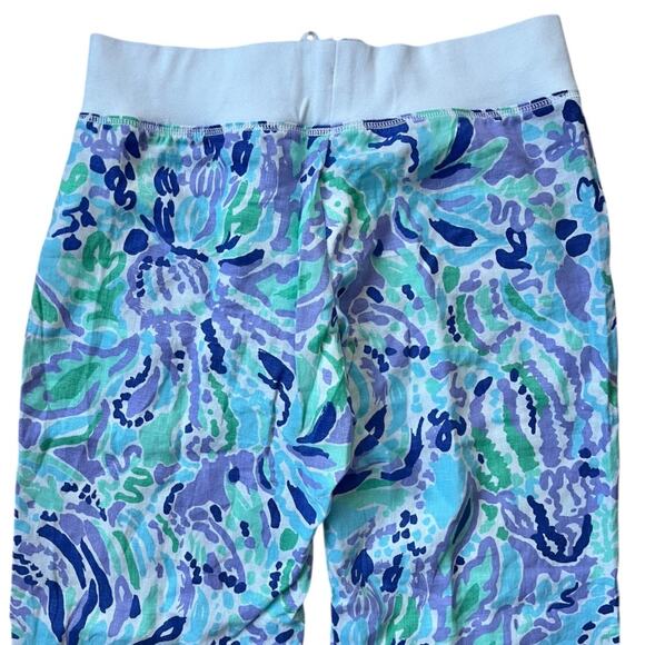 NEW Lilly Pulitzer Linen Beach Pant Lilly's Lilac Nice Ink Pull On Women's Large - Picture 9 of 9